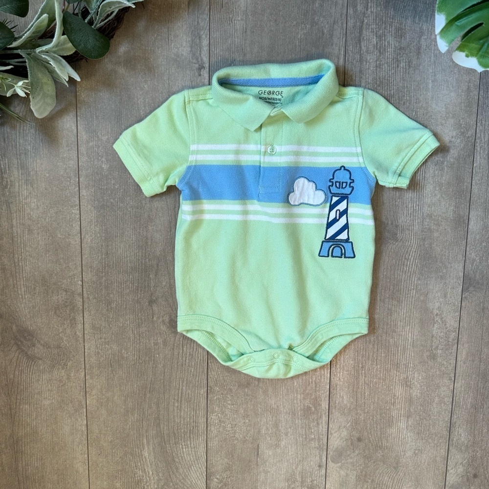 Vintage Baby Boy Lighthouse Romper One Piece Size 3-6 Months - Picture 3 of 11